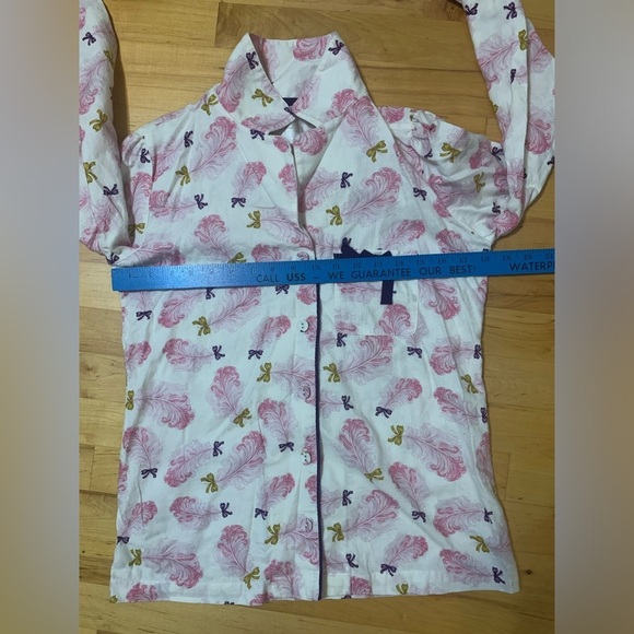 Victoria’s Secret Vintage Feather & Bow Cotton Pajama Set XS Pink Purple - Picture 7 of 11